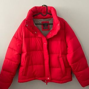 Abercrombie red puffer jacket